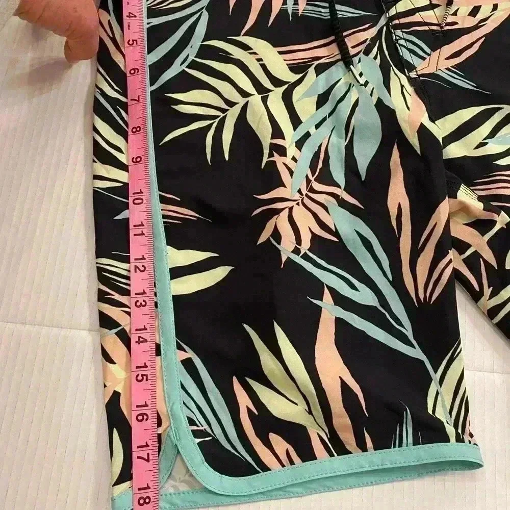 Volcom Boys Board Shorts Print Tie Waist Tropical NEW Black Blue 29